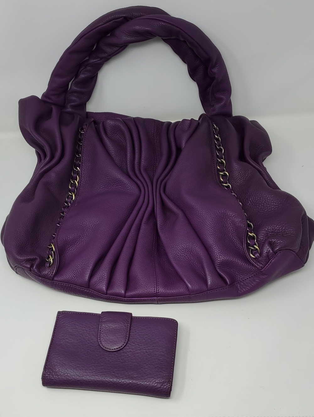 Soprano Leather Purple BOHO Bag Purse & Matching Wallet